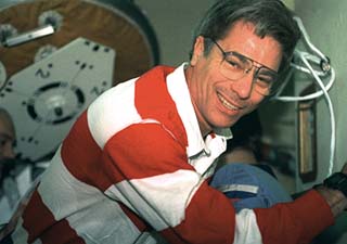 Portrait view of mission specialist John Blaha, who was to replace Shannon Lucid, as he comes aboard the Mir. 